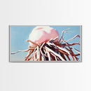 Jellyfish Art, Underwater Fantasy, Oceanic Decor, Ethereal Sea Life, Modern Coastal Home, Blue and Pink Palette, Canvas Print
