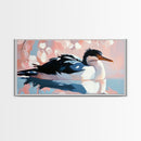 Seabird Reflection, Waterfowl Art, Coastal Wildlife, Nature Print, Framed Canvas Print, Bedroom Wall Art, Modern Animal Art