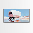 Covered Wagon, Western Art, Pioneer Print, Rustic Decor, Framed Canvas Print, Living Room Wall Art, Boho Farmhouse Style
