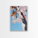 Cherry Blossom, Blue Sky, Framed Canvas Print, Spring Wall Art, Floral Painting, Pastel Decor, Nature Artwork, Bedroom Aesthetic