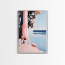 Lake View, Coastal Wall Art, Pastel Landscape, Minimalist Print, Framed Canvas Print, Beach House Decor, Bedroom Aesthetic