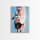 Paddleboarding, Water Sports Art, Ocean Adventure, Summer Beach Vibes, Framed Canvas Print, Coastal Home Decor, Lakehouse Art