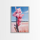 Pink Wildflower, Country Landscape, Nature Scene, Rustic Home Decor, Farmhouse Art, Spring Aesthetic, Framed Canvas Print, Entryway