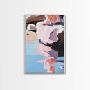 Reflection Art, Minimalist Design, Pink and Blue Landscape, Soft Hues, Modern Wall Decor, Framed Canvas Print, Living Room