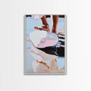 Foot on Sphere, Abstract Art, Surreal Decor, Pastel Aesthetic, Framed Canvas Print, Modern Home, Unique Wall Art, Living Room Painting