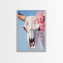 Longhorn Skull, Western Decor, Boho Wall Art, Rustic Home, Floral Art, Cowboy Aesthetic, Canvas Print, Bedroom Art, Southwestern Gift