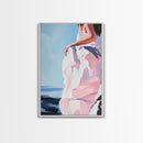 Elegant Woman, Fashion Art, Feminine Aesthetic, Minimalist Painting, Chic Wall Art, Soft Pastel Decor, Canvas Print, Bedroom Wall Art