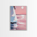 Sunset Reflection, Ocean Wall Art, Romantic Aesthetic, Beach Lover Gift, Pastel Painting, Canvas Print, Living Room Wall Art
