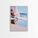 Flowing Waves, Dreamy Ocean Art, Framed Canvas Print, Abstract Beach Landscape, Soft Pastel Seascape, Coastal Serenity, Modern Decor