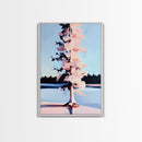 Winter Tree, Snowy Landscape, Serene Nature Scene, Scandinavian Minimalist, Peaceful Wall Art, Canvas Print, Framed Canvas Print