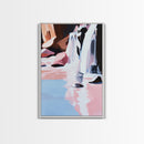 Waterfall, Floral Abstract, Pink Tones, Framed Canvas Print, Dreamy Nature Art, Romantic Wall Decor, Aesthetic Bedroom Art, Serene Style