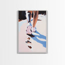 Walking on Sand, Beach Footsteps Art, Ocean Shoreline Print, Minimalist Home Decor, Framed Canvas Print, Modern Coastal Wall Art