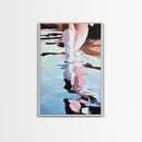 Reflection Water Art, Abstract Fashion Painting, Coastal Style, Feminine Minimalist Print, Framed Canvas Print, Entryway Wall Art