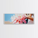 Floral Elegance, Boho Wall Art, Feminine Aesthetic, Framed Canvas Print, Soft Pink Flowers, Minimalist Home Decor, Bedroom Artwork