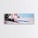 Pink Flowers, Framed Canvas Print, Floral Wall Art, Desert Artwork, Boho Aesthetic, Modern Home Decor, Bedroom Art, Nature Painting