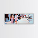 Summer Market, Stylish Women, Canvas Print, European Street Scene, Coastal Town, Fashion Artwork, Chic Home Decor, Travel Aesthetic