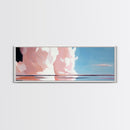 Pink Clouds, Ocean Reflection, Dreamy Sky, Framed Canvas Print, Surreal Landscape, Coastal Wall Art, Minimalist Decor, Bedroom Art