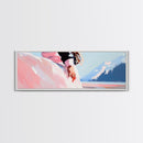 Pink Dress, Mountains, Canvas Print, Romantic Wall Art, Minimalist Painting, Bedroom Decor, Feminine Art, Modern Home Aesthetic