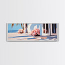 Beachfront Patio, Coastal Home, Ocean View Art, Framed Canvas Print, Seaside Decor, Summer House Aesthetic, Serene Wall Artwork