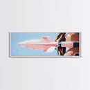 Pink Rocket, Retro Futurism, Pop Art Aesthetic, Mid-Century Modern Wall Art, Playful Home Design, Bold Statement Art, Canvas Print