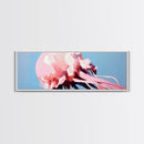 Pink Jellyfish, Ocean Life Art, Coastal Wall Decor, Underwater Aesthetic, Dreamy Sea Creatures, Modern Beach Home, Framed Canvas Print
