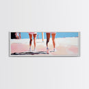 Walking On Sand, Beach Art, Summer Aesthetic, Coastal Canvas Print, Living Room Wall Art, Minimalist Art, Pastel Home Decor