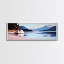 Mountain Lake, Nature Wall Art, Office Decor, Framed Canvas Print, Tranquil Landscape, Minimalist Artwork, Neutral Home Aesthetic