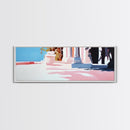Mediterranean Villa, Sunlit Terrace, Minimalist Landscape, Canvas Print, Living Room Wall Art, Soft Pastels, Modern Architecture Decor