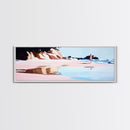 Serene Beach Walk, Peaceful Ocean Art, Coastal Wall Decor, Minimalist Framed Canvas Print, Pastel Seascape, Relaxing Bedroom Artwork