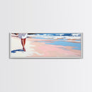Walking on Beach, Coastal Art, Ocean Painting, Minimalist Seascape, Pastel Sand Decor, Nautical Wall Print, Living Room Art, Canvas Print