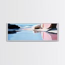 Reflected Ocean Scene, Coastal Landscape Print, Tranquil Beach Art, Blue Pastel Painting, Large Canvas Print, Living Room Wall Decor