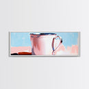 Enamel Mug Painting, Rustic Kitchen Art, Pastel Coffee Print, Still Life, Large Canvas Print, Modern Home Decor, Cozy Wall Art