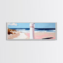 Beach Fence Painting, Coastal Scene Print, Ocean Art, Minimalist Seascape, Large Canvas Print, Living Room Wall Decor, Nautical Art