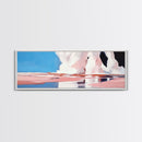 Ocean Reflection, Pink Waves, Abstract Seascape, Modern Coastal Art, Minimalist Decor, Framed Canvas Print, Living Room Wall Art