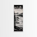 Misty Mountain Coast, Black and White Landscape Art, Modern Wall Decor, Framed Canvas Print, Minimalist Nature Art, Bedroom Wall Art