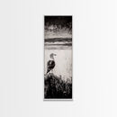 Seagull Portrait, Ocean Waves, Black and White, Framed Canvas Print, Coastal Art, Minimalist Decor, Modern Office Wall Art, Beach House Art