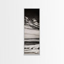 Ocean Horizon, Black and White, Cloudy Sky, Canvas Print, Coastal Wall Art, Minimalist Seascape, Modern Living Room Decor, Nautical Art