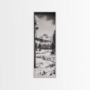Winter Landscape, Snowy Mountains, Canvas Print, Black and White Photography, Rustic Home Decor, Cozy Cabin Wall Art, Nature Photography