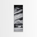 Majestic, Mountain, Black and White, Framed Canvas Print, Sky Photography, Minimalist Wall Art, Home Office Decor, Living Room Artwork