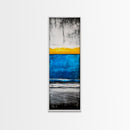 Sunset, Ocean, Waves, Framed Canvas Print, Coastal Wall Art, Modern Beach Decor, Blue and Yellow Abstract, Large Statement Art
