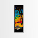 Palm Trees, Sunset, Ocean, Canvas Print, Tropical Wall Art, Vibrant Seascape, Beach House Decor, Exotic Landscape Painting