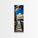 Serene Dock, Lake View, Blue and Gold, Canvas Print, Peaceful Nature Scene, Rustic Wall Art, Cabin Decor, Living Room Artwork