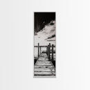 Wooden Dock, Black and White Lake Art, Rustic Cabin Wall Decor, Peaceful Waterfront Scene, Minimalist Landscape, Canvas Print