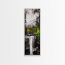 Waterfall Scene, Mountain Landscape, Abstract Nature Art, Canvas Print, Wilderness Wall Art, Green Yellow Decor, Adventure Home Decor