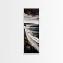 Monochrome Coast, Black and White Seascape, Framed Canvas Print, Beach House Art, Minimalist Landscape, Living Room Wall Art