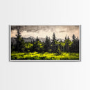 Green Forest, Mountain Landscape, Misty Trees, Framed Canvas Print, Nature Wall Art, Cabin Decor, Moody Landscape, Large Home Wall Art