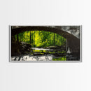 Forest Bridge, Green Nature Art, Canvas Print, Moody Landscape Painting, Rustic Wall Decor, Dark Green Art, Bedroom Wall Art