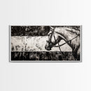 Monochrome Horse, Equestrian Wall Art, Canvas Print, Rustic Black and White Painting, Farmhouse Wall Decor, Western Wall Art