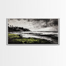 Coastal Landscape, Ocean View, Black and White Beach Art, Canvas Print, Seaside Home Decor, Nautical Wall Art, Office Artwork