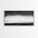 Foggy Ocean, Misty Beach, Black and White Minimalist, Canvas Print, Modern Wall Art, Bedroom Decor, Neutral Tones, Serene Seascape